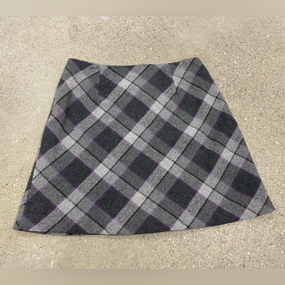 Vintage 35th & 10th Brand wool blend purple/black/gray Plaid Patterned Skirt - Picture 7 of 14